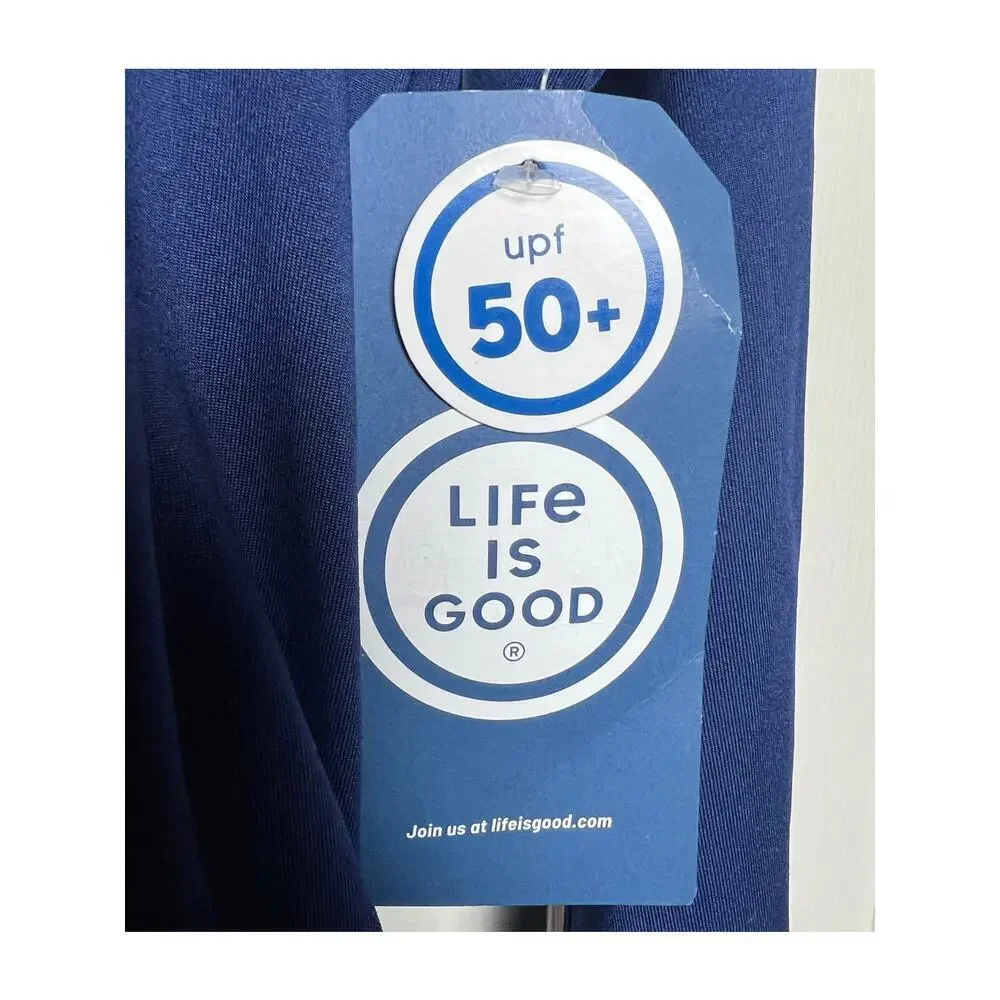 Life is Good Sun Shirt Kids Navy Long Sleeve Stretch UPF 50 Unisex Size XL